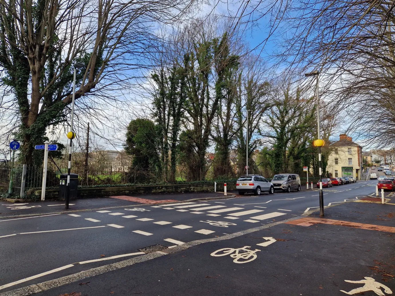 New crossing at Mill Bridge with new street lighting and Belisha beacons