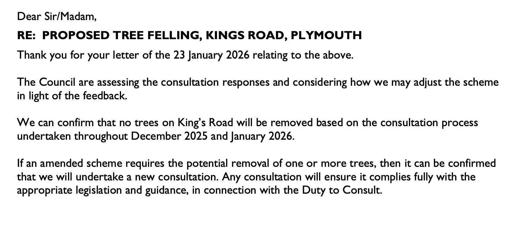 Letter in reply from PCC